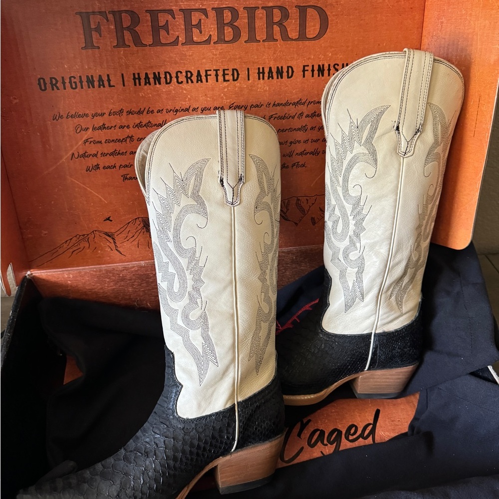Rare Black Python Freebird Cowboy Boots - Picture 3 of 8